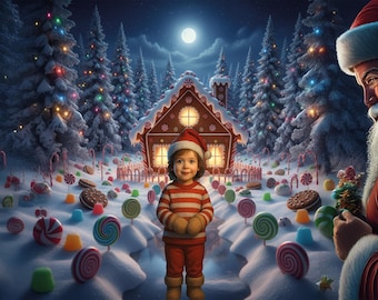 Gingerbread House Digital Backdrop, Digital Download 4k / 300dpi