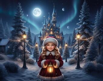 Magical Christmas Digital Backdrop, Digital Download 4k / 300dpi