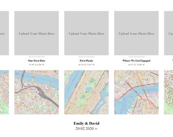 Personalized Our Story Map, Photo Collage Print (Digital Download)