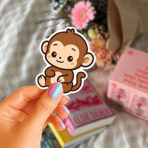 Cute Monkey Kawaii Stickers.  Pack of 6!