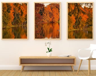 Fall Lake Photography Prints Set | Autumn Landscape Wall Art (Digital Download)