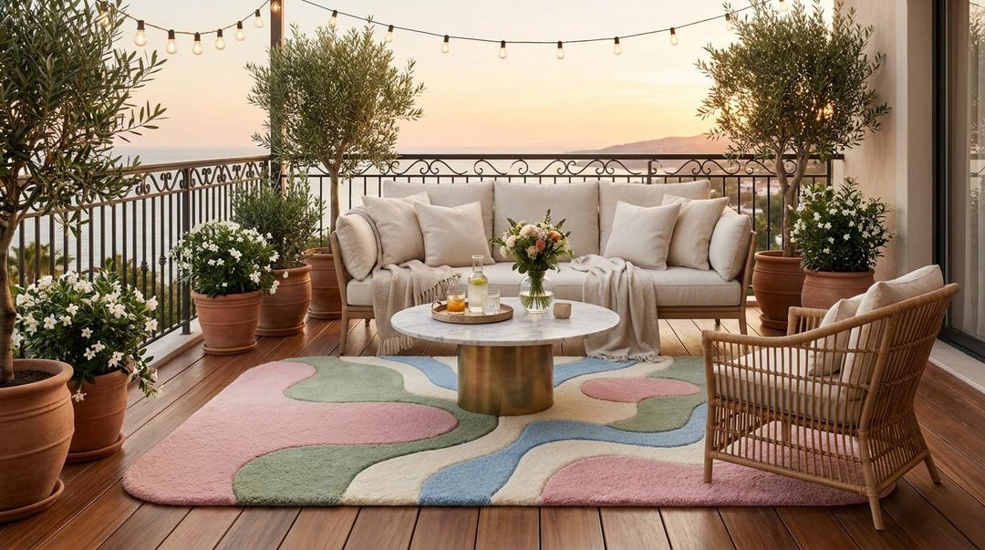 Modern Abstract Area Rug Pastel Color Block Rug Contemporary Living ...