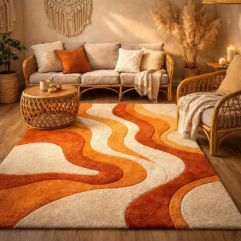 Abstract Retro Wave Rug - Etsy UK