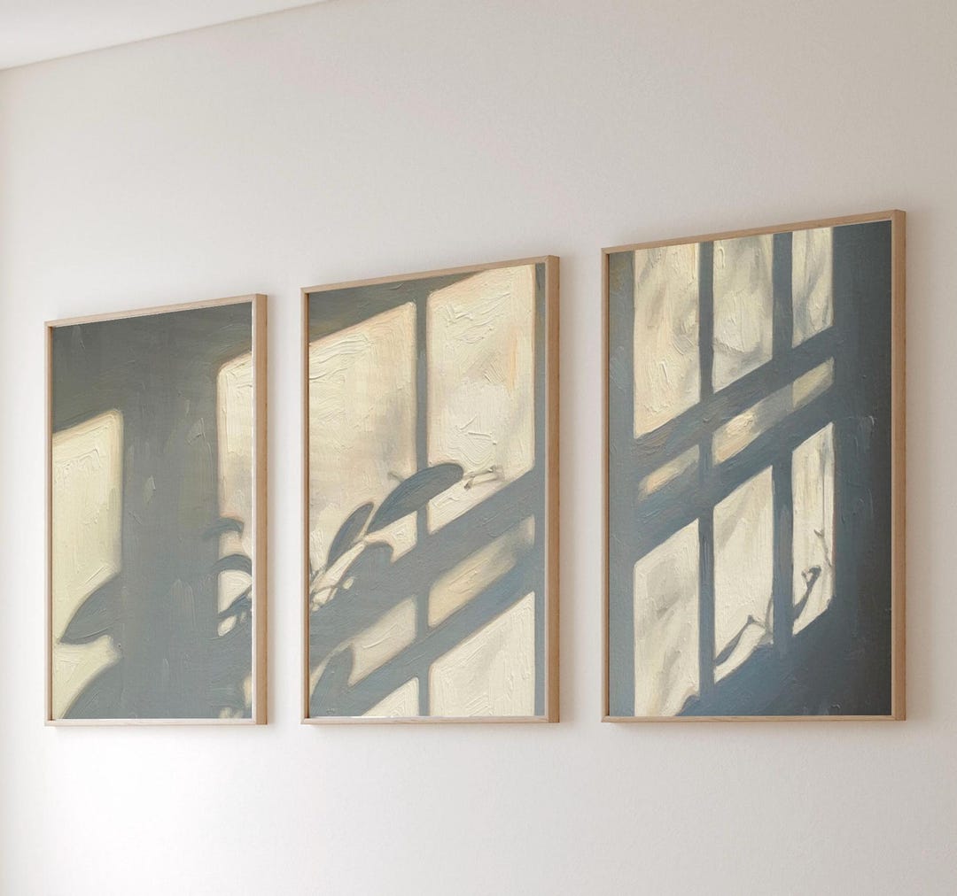 Minimalist Sunlight Plant Set of 3 Art Print Bundle: Vintage Painting ...