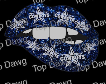 Blue Glitter Star Lips PNG | Football Fan Sublimation (Digital Download)