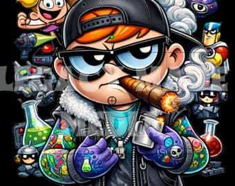 Edgy Dexter Cartoon PNG | Street Art Clipart (Digital Download )