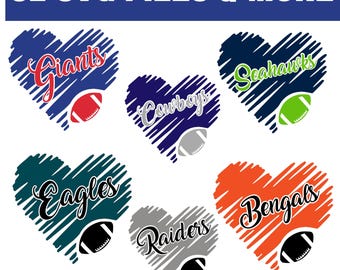 Football Team Heart PNG | Game Day Sublimation Designs (Digital Download)