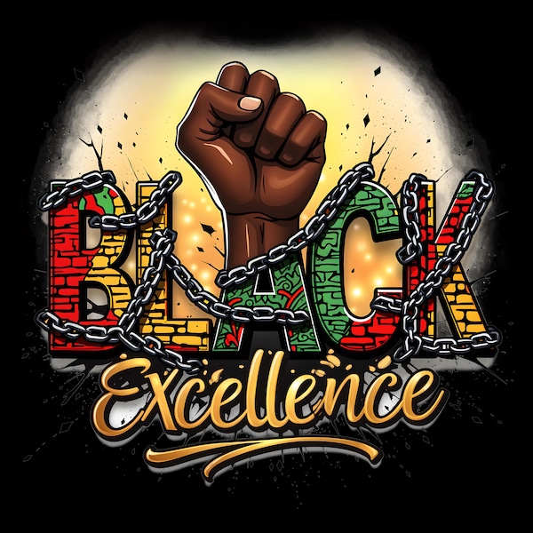 Puño del Poder de la Excelencia Negra PNG / Arte Afrocéntrico, Diseño Juneteenth (Descarga instantánea)