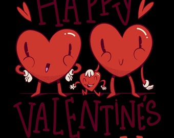 Happy Valentine's Day Heart Family Art Print | Kids Room Decor (Digital Download)