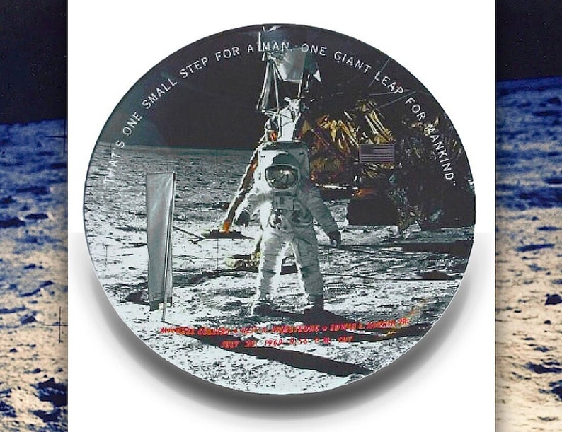 APOLLO 11 Assiette souvenir de l'alunissage Article texan RARE, à partir de 1969 Classique et à collectionner Ne manquez pas ça image 2