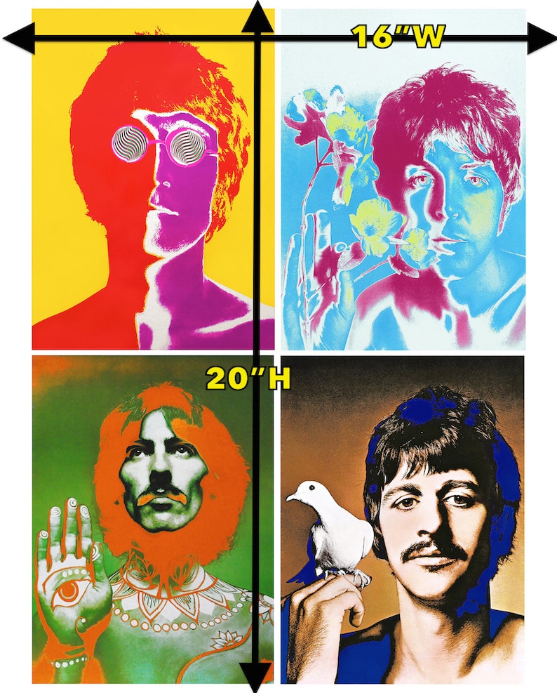 BEATLES Psychedelic 'COMBINED' Portraits From 1967 Only One 'COMBINED' Poster Is Ready To Ship Don't Miss This Available Framed image 4