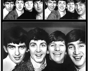 The Beatles メンバーポートレート ポスター 額装 1963年のビートルズの貴重なポートレート写真を1枚の高画質ポスターに