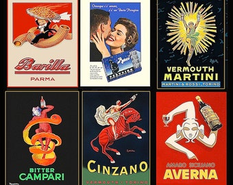 Affiches vintage italiennes d'aliments et de boissons • DÉCORATION DE BAR • Choisissez votre préférée • Amusante et fantaisiste • Sur du papier épais de qualité supérieure 11 mil •