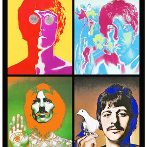 BEATLES Psychedelic 'COMBINED' Portraits From 1967 Only One 'COMBINED' Poster Is Ready To Ship Don't Miss This Available Framed image 6