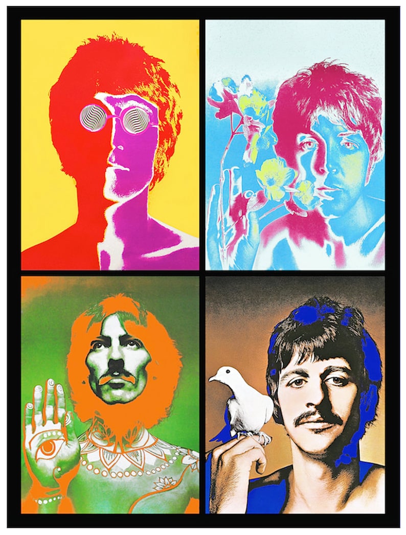 BEATLES Psychedelic 'COMBINED' Portraits From 1967 Only One 'COMBINED' Poster Is Ready To Ship Don't Miss This Available Framed image 6