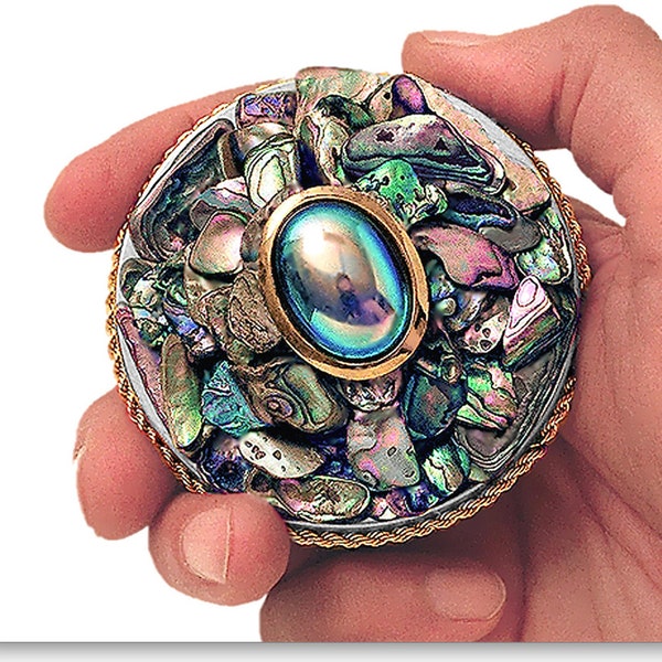 ABALONE SHELL Treasure & Jewelry Box • A Naturally Jeweled, One Of A Kind Hand Crafted Item • Includes  A Free Gift  • The Perfect Gift !!!