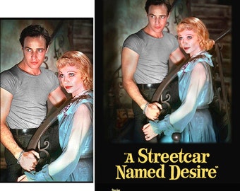 UN TRANVÍA LLAMADO DESEO • Réplica de póster de 1951 • Vivien Leigh y Marlon Brando • En papel de póster resistente de primera calidad • ¡También disponible enmarcado!