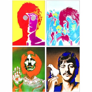 BEATLES Psychedelic Portrait Prints: 1967 Avedon&#39;s Full Set • 7x9&quot; Each • Rare, With AMAZING  Quality !!!