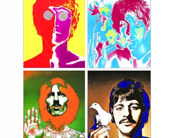 Retratos psicodélicos de los Beatles • 5x7" cada uno • Juego completo de Avedon de 1967 SOLAMENTE • ¡Raro, con una calidad INCREÍBLE! • ¡Envío gratis a EE. UU.!