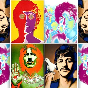 BEATLES Psychedelic 'COMBINED' Portraits From 1967 Only One 'COMBINED' Poster Is Ready To Ship Don't Miss This Available Framed image 2