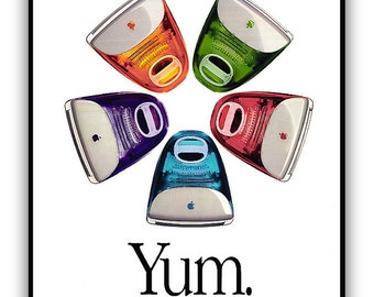 Apple ‘YUM’ Poster Print • A CLASSIC  H Q Replica • The Original 5 Flavors Of The iMac • Available Framed • RARE and Collecticible !!!