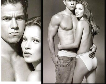 KATE Moss and MARK Wahlberg • The Iconic 1990s CALVIN Klein Underwear Ad • By Herb Ritts • A Classic Replica On Sturdy Premium 11 Mil Paper!