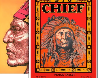 BIG CHIEF • Classic 1960s Tablet Cover Art POSTER Prints • Available Framed • Printed On Premium, 11 Mil Poster Paper • Don’t Miss These ! !