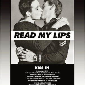 KISS IN A Rare Reconstructed Version Of The Classic 1988 'Read My Lips' Gran Fury Act Up Fundraiser Poster Frame Ready Don't Miss It image 2