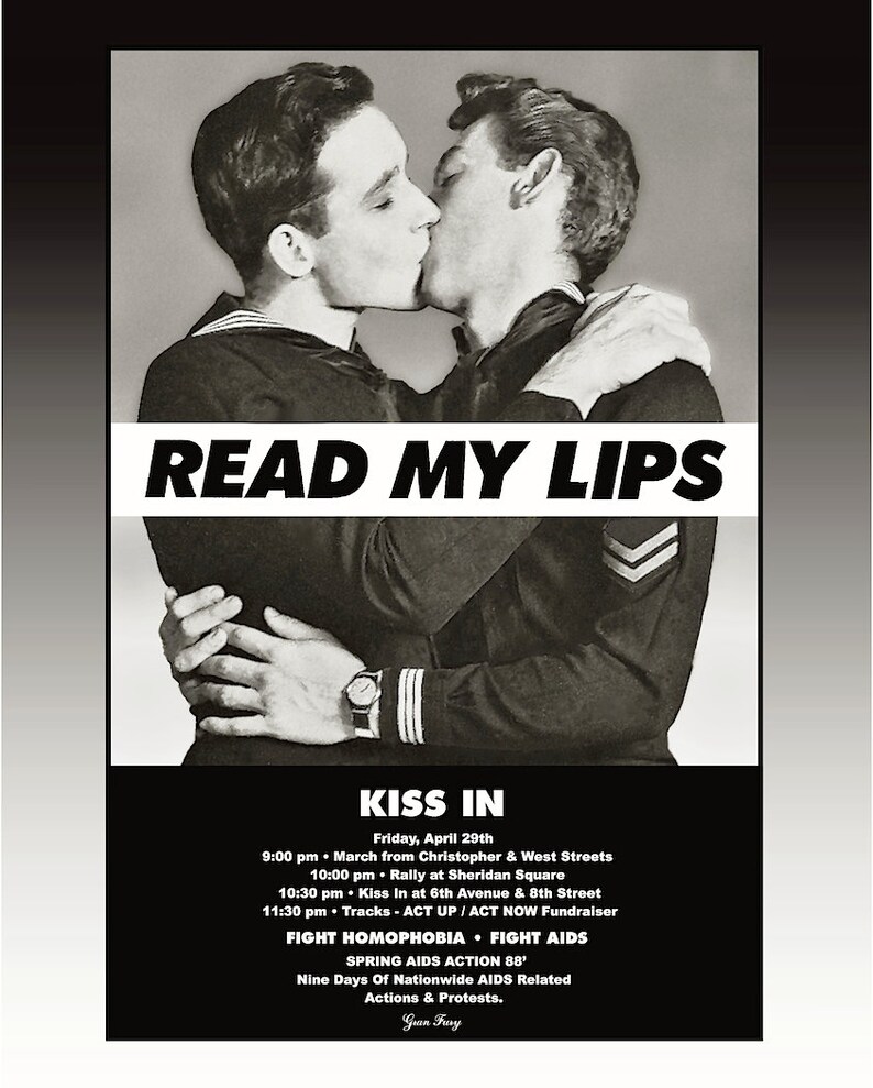 KISS IN A Rare Reconstructed Version Of The Classic 1988 'Read My Lips' Gran Fury Act Up Fundraiser Poster Frame Ready Don't Miss It image 2