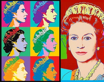 QUEEN ELIZABETH II  • Classic Andy Warhol Museum Exhibition Poster Print Reproductions • On Sturdy, H Q Premium Paper • Available Framed