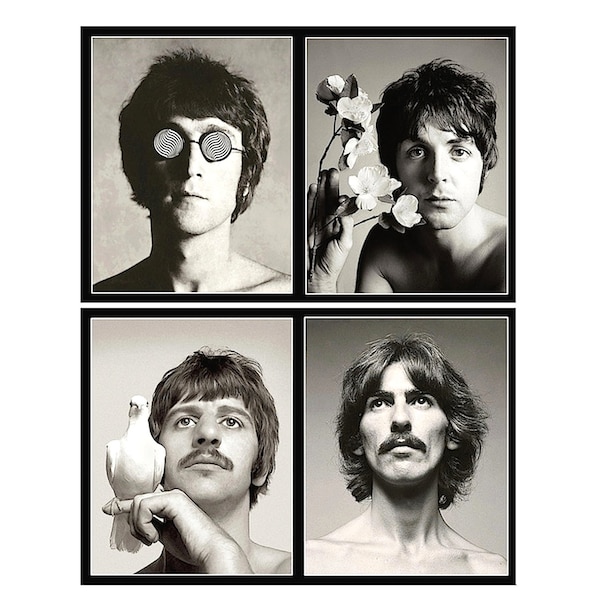 FOUR DIFFERENT, Inspiration' BEATLES Portrait Sepia Reproduction Photographs • Sold Only As The Full Set • Dont Miss These •  Priced To Sell