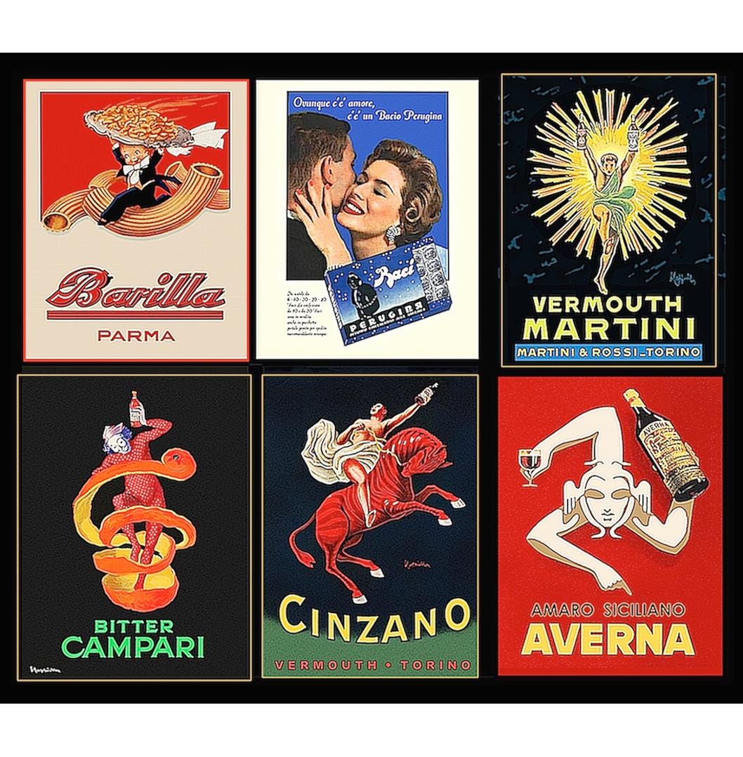 VINTAGE ITALIAN POSTERS • Pick Your Favorite Beverage / Bar Decor