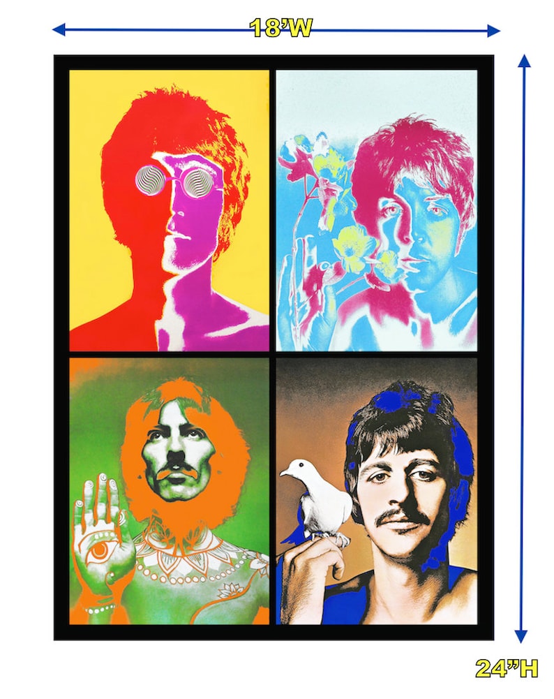 BEATLES Psychedelic 'COMBINED' Portraits From 1967 Only One 'COMBINED' Poster Is Ready To Ship Don't Miss This Available Framed image 7