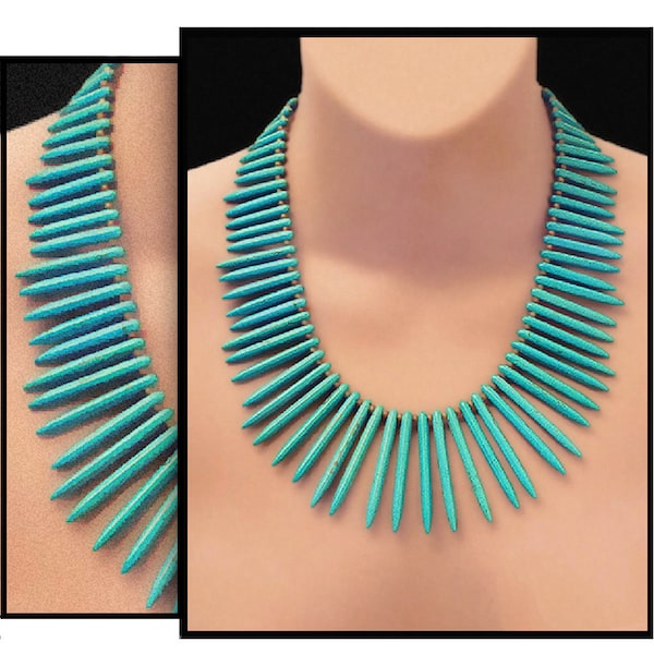 TURQUOISE 'Spike' Statement • Dramatic & Classic Southwestern, Santa Fe Design • A SPECIAL ORDER Item • With Free Earrings And U S Shipping