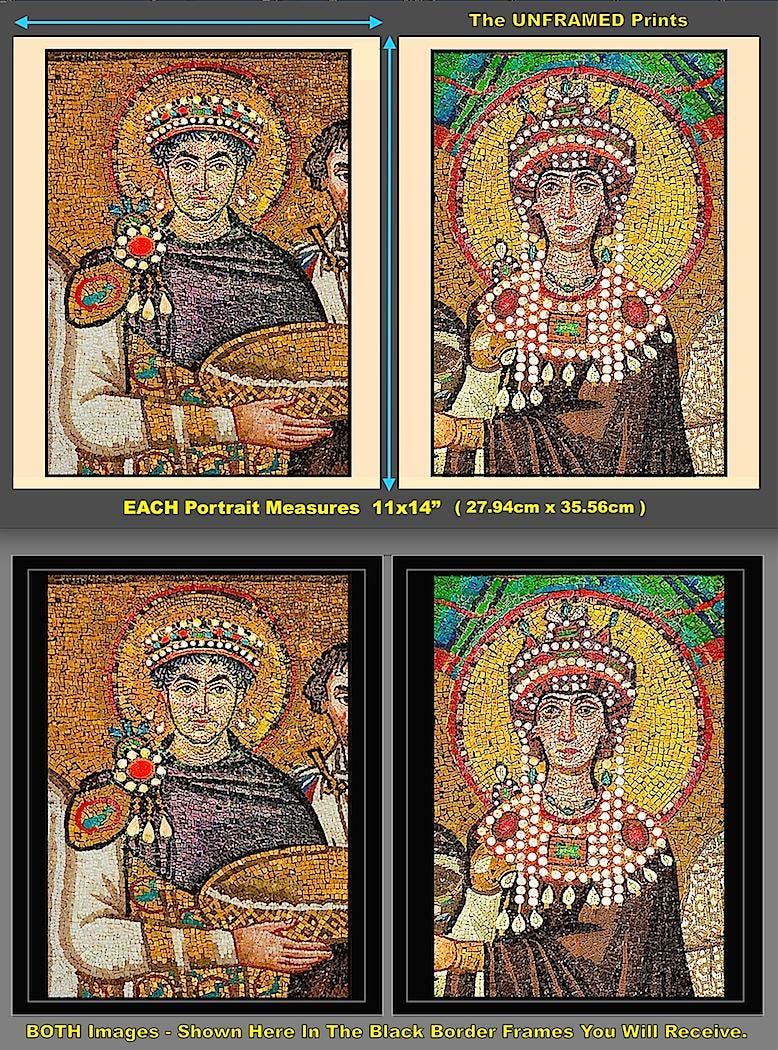 Justinian & Theodora Mosaic Portrait Prints - Ravenna Basilica Art
