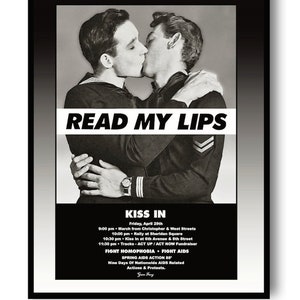 KISS IN A Rare Reconstructed Version Of The Classic 1988 'Read My Lips' Gran Fury Act Up Fundraiser Poster Frame Ready Don't Miss It image 3