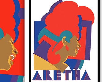 ARETHA FRANKLIN • Milton Glaser's CLASSIC Psychedelic Portrait • H Q Replica Print On Sturdy, Premium 11 Mil Paper • Available Framed!