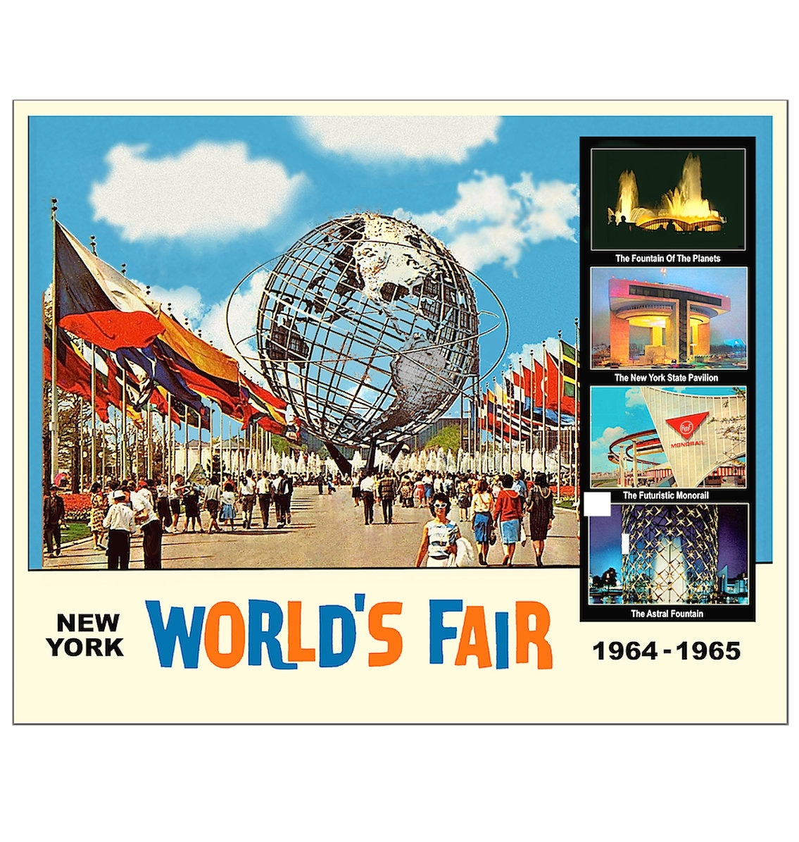 1964-65 NY World's Fair Souvenir Poster • RARE and Collectible