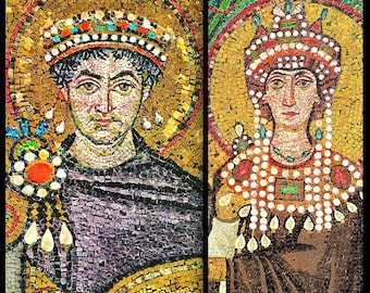 JUSTINIAN & THEODORA • Portrait Prints Of The Iconic Ravenna Mosaics • On Sturdy, Premium 11 Mil Poster Paper • Available Framed • RARE !