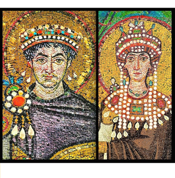 Justinian & Theodora Mosaic Portrait Prints - Ravenna Basilica Art