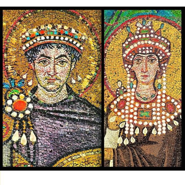 JUSTINIAN & THEODORA • Portrait Prints Of The Iconic Ravenna Mosaics • On Sturdy, Premium 11 Mil Poster Paper • Available Framed • RARE !