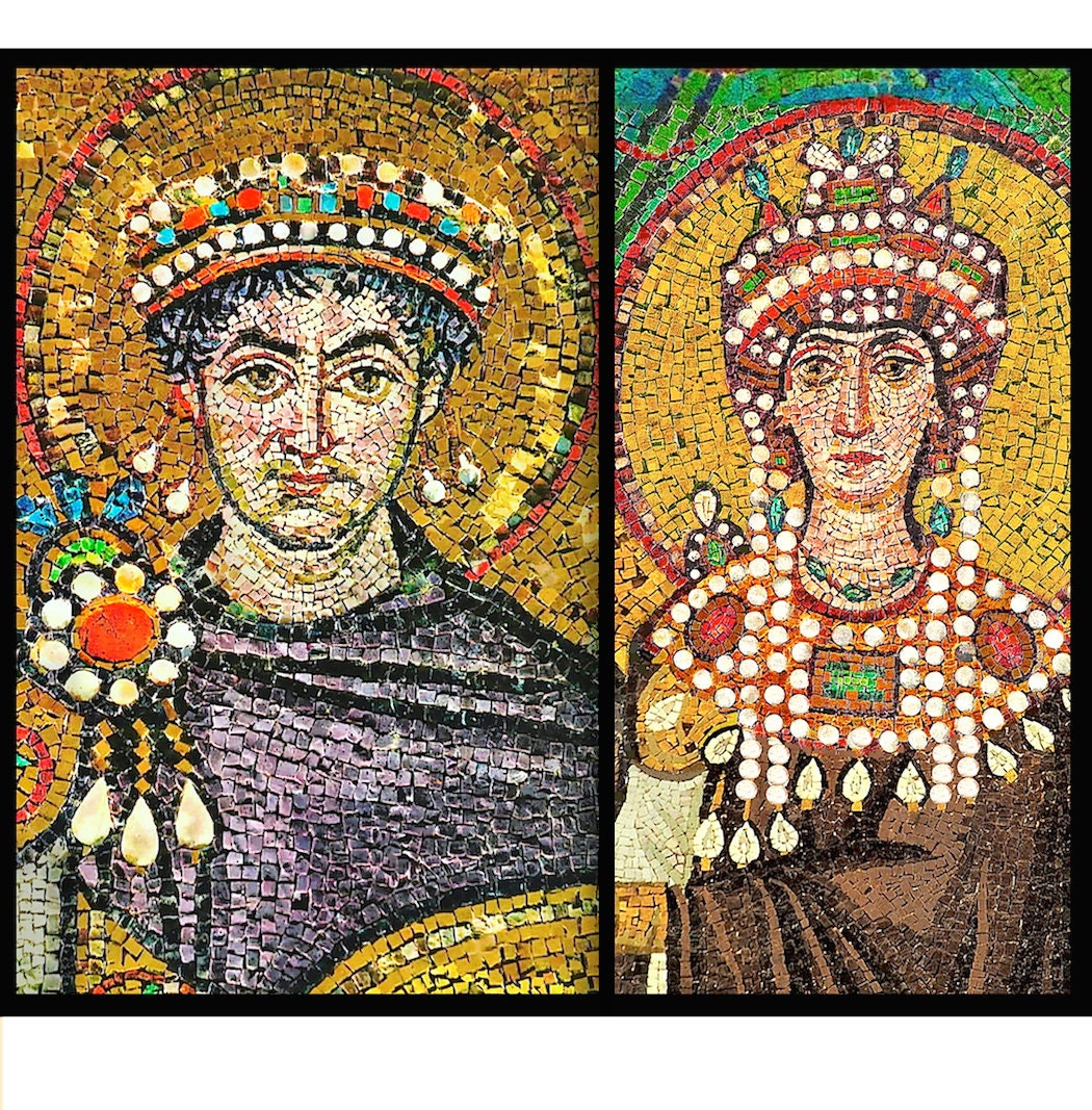 Justinian & Theodora Mosaic Portrait Prints - Ravenna Basilica Art