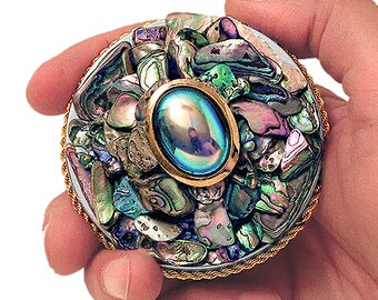 ABALONE SHELL Treasure Box • A Naturally Jeweled, One Of A Kind Hand Crafted Item • Includes  A Free Gift  • The Perfect Gift !!!