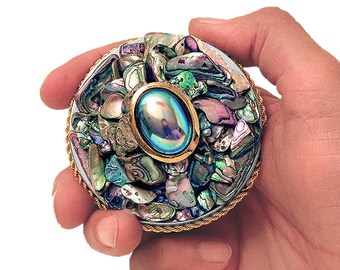 ABALONE SHELL Treasure Box • A Naturally Jeweled, One Of A Kind Hand Crafted Item • Includes  A Free Gift  • The Perfect Gift !!!