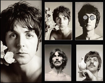 BERND  • Special Request • Four Different, 'Inspiration'  BEATLES Portrait Sepia Reproduction Photographs • Sold ONLY As The Full Set •