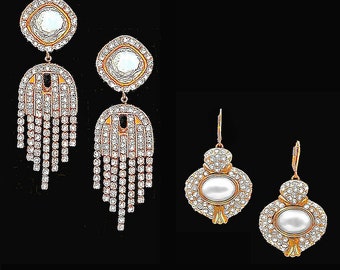 Pendientes llamativos de Vintage Jewellians: Cristal Swarovski 'Art To Wear', década de 1990