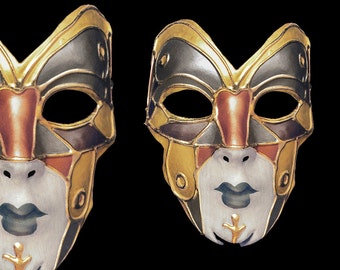 VENETIAN FACE MASK & Wall Art From Italy • Hand Painted In Mixed Metals • Vintage 1980s •  Rare And Collectible And Never Worn !!!