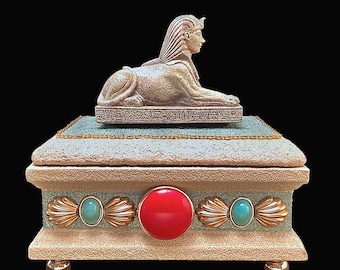 MODERN EGYPTIAN REVIVAL • One Of A Kind • A Hand Made Trinket, Jewelry, and Keepsake Treasure Chest • A Must For Your Egyptian Decor !!!