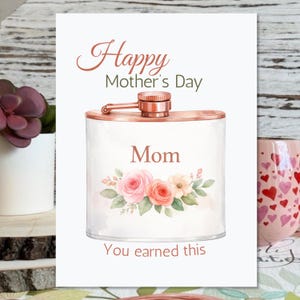 Funny Mother's Day Card, Pretty Floral Flask Illustration With sentiment Inside. Thanks For Holding It Together, Permission To Cut Loose!
