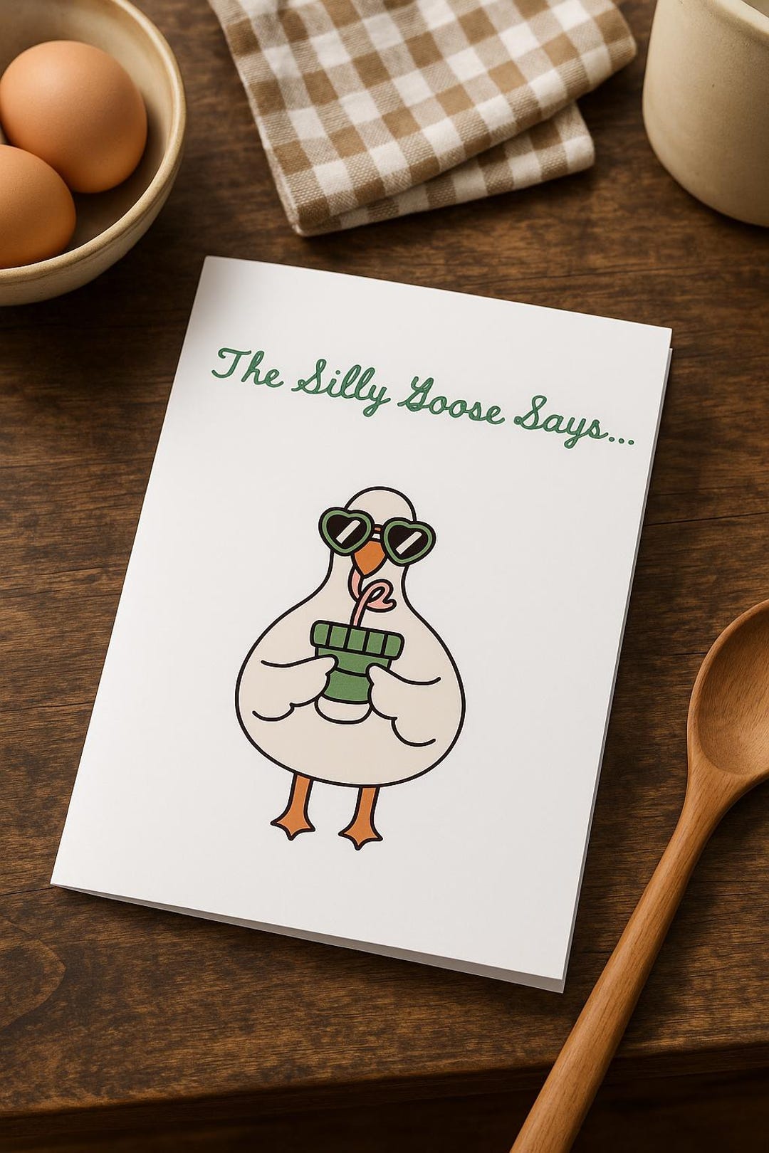Funny Silly Goose A4 Greeting Card | Whimsical Blank Note (digital ...